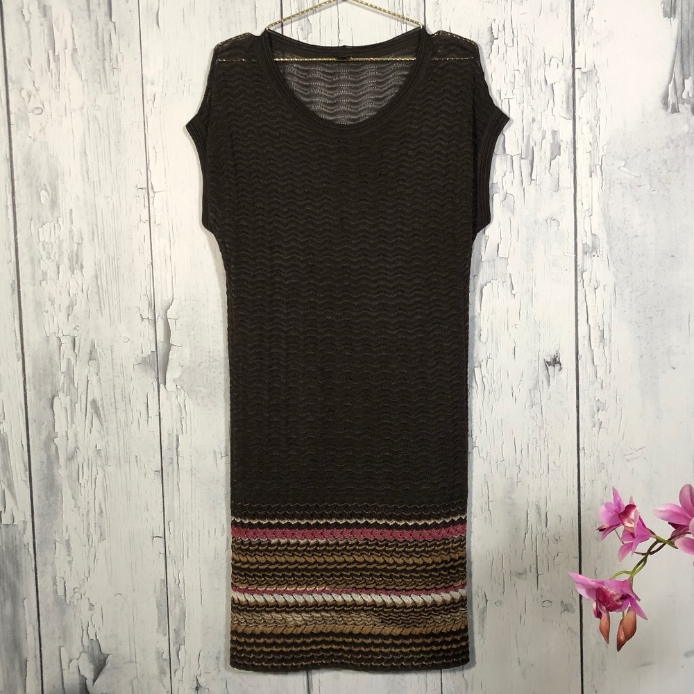 M Missoni Brown/Multicolor Knitted Dress Sz 46 EUC
